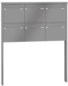 RENZ/Tetro / 6er Freistehende Briefkastenanlage Standbriefkasten/RAL-Farbe 9007 Volumen 12 L/zum Einbetonieren/Dein-Briefkasten.de