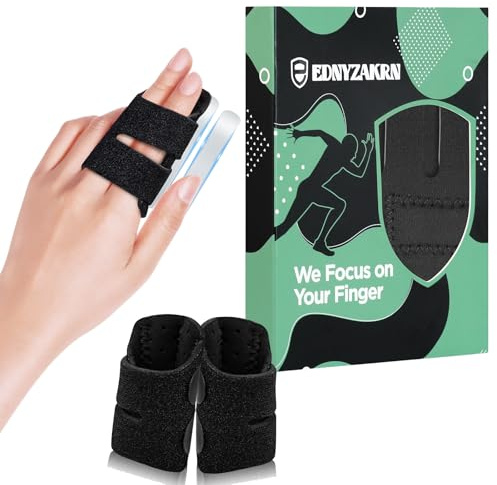 EDNYZAKRN 2 Pcs Trigger Finger Splint with 2 Metal Bars for double fingers, Finger Brace Finger Buddy, Immobilizer Support Strap for Arthritis, Tendonitis - Right Hand