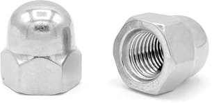 NOLDAR | Tuercas ciegas hexagonales DIN 1587. Acero inoxidable (AISI 304). Incluye 20 unidades. Métrico M8. Paso de rosca 1,25 (estándar).