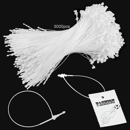 cersaty® 3000 Stk Sicherheitsfäden, 13cm Loop Pins Weiße Rtiketten Loop für Kleidung, Schuhe Hüte, Schmuck, Taschen usw Preisschilder Meisten Produkte
