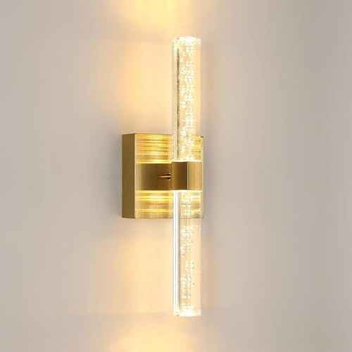 Comely Applique Murale Interieur LED, 12 W Lampe Murale Moderne 360° Rotatif, Or Luminaire LED Mural Interieur pour Chambre Salon Salle Escalier Cuisine, Lumière Blanche Chaude 3000K