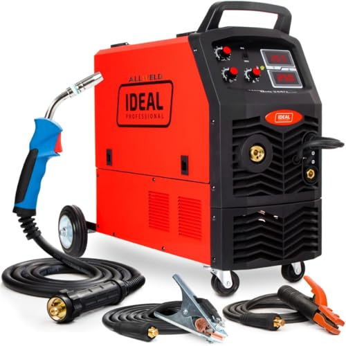 Ideal Tecno MIG 255/2 - 230V 400V Maquina de soldar de hilo sin gas y con gas de 250 A con chasis – con MMA, inductividad - Soldador estaño con alimentador de alambre de 4 rodillos