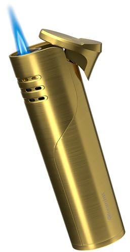 Bloomint Sturmfeuerzeug Jetflamme Gold edles windfestes Feuerzeug nachfüllbar Sturmfeuerzeug Gas nachfüllbar (ohne Gas)