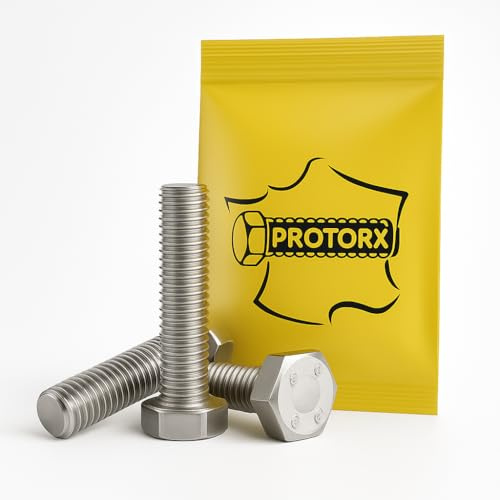 Vis Tete Hexagonale M6 x 16mm : 20 Pcs Boulon Inox pour Rondelles Metal Ecrou | Vis à Métaux Tête Hexagonale Acier A2 | Boulon Anti-Rouille - DIN 933 | PROTORX