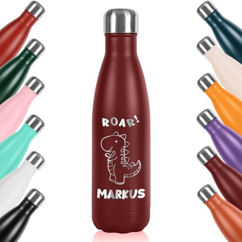 polar-effekt Gourde en acier inoxydable - 500 ml - Rouge foncé - Personnalisable - Double isolation - Durable - Sans BPA