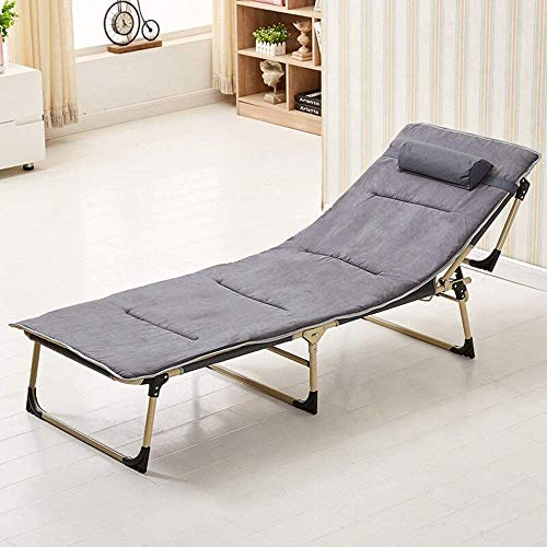 YHKJLYH Sun Lounger Garden Chairs Recliner Folding Bed, Office Single Nap Lunch Bed Accompanying Bed Strong Stable Angle Adjustable Camp Bed