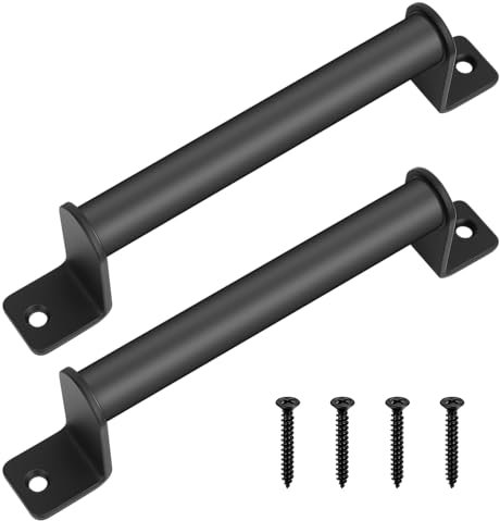 2 Pcs Poignée de Porte de Grange Coulissante, Poignées de Porte Vintage, Traction de Poignée de Porte Extérieure Intérieure Noire, Poignee de Porte pour Portails Portes de Grange Armoire Placard