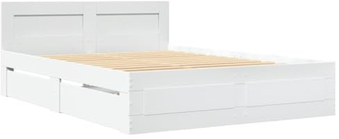 vidaXL Bettgestell mit Kopfteil ohne Matratze Weiß 120x200 cm