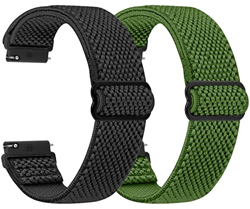 WNIPH Kompatibel med klockarmband, 18 mm, 20 mm, 22 mm, snabbutlösande ersättningsarmband, justerbara remmar i elastisk nylon, endast ögla, lämplig för män och kvinnor, Flerfärgad, 22mm