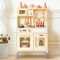 Giant bean Toy Kitchen, Wooden Play Kitchen for Kids Equipped with Toy Microwave, Play Sink, Ice Maker, Oven, Cookware and Kitchen Accessories, Pretend Play Food Toys for 3+ Year Old Boys and Girls