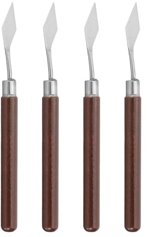 PATIKIL Art Spatula, 4 Pcs 13mm Stainless Steel Small Flexible Palette Knife Painting Knife Painting Spatula Oil Painting Mixing Scraper with Wood Handle for Canvas Acrylic Painting, Red