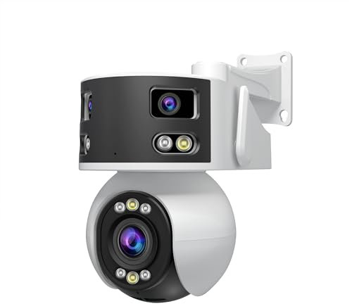 SRIHOME 8 MP PTZ Überwachungskamera, 2,4/5 GHz, WLAN, Dual-Band, mit Mehreren Linsen, 170° Sichtfeld, IP-Kamera, Nachtsicht, Bi-Audio (8MP+Optische Verstärkung 5X)