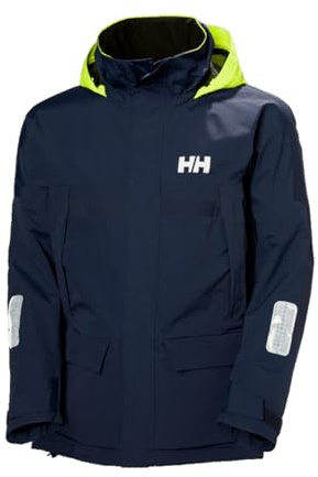 Helly Hansen Chaqueta Pier 4.0 para hombre, impermeable, para vela, ligera, para exteriores, con capucha, para mal tiempo, azul marino 597, talla M