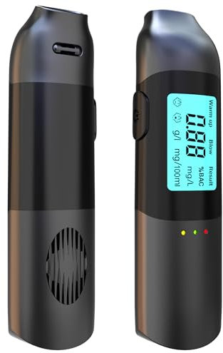 Alkoholtester Polizeigenau - Tragbarer Promillemessgerät mit digitaler LCD- Anzeige und hoher Genauigkeit, Professioneller Alkoholmeter mit USB-Akku für den Einsatz in Autos,Wohnungen,Restaurants,Bars