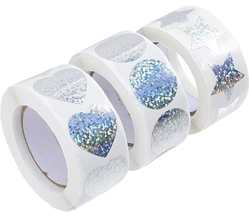 STOBOK 3 Rollen Glänzende Selbstgemacht Siegel Aufkleber 35mm Herz Motiv Selbstklebend Glänzend Versiegelungssticker Für Verpackungen Und Bastelprojekte