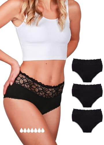 Taynie Deluxe Ultra periodiska underkläder, läckagesäkra och ventilerande menstrosor - Tysklands första menstruationsunderkläder, ersätter 6–7 tamponger, bärtid upp till 12 timmar, tvättbara upp till