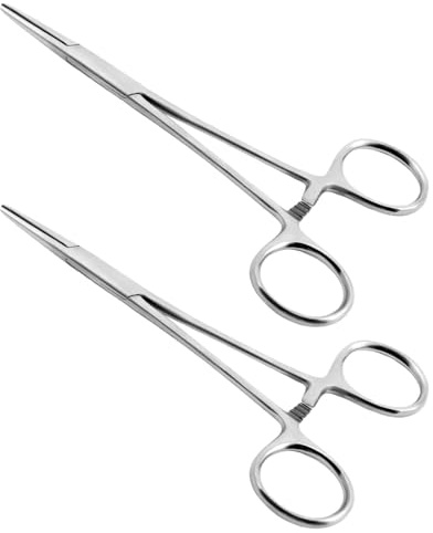 Ainiv 2 Pezzi Pinzette in Acciaio Inox, 13cm Pinzette per Toelettatura Animali, Pinza per La Pesca, Pinze Locking Set per Pulizia Orecchie da Cane e Artigianato Fai da te(Testa Dritta) | Strumento di rimozione in acciaio inossidabile per piercing per infermieri Pet Grooming Care pesca artigianato fai da te