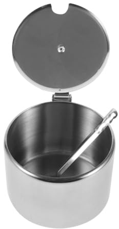 CATIEBYE Azucarero De Acero Inoxidable con Tapa Especiero para Condimentos Cocina y Almacenamiento De Azúcar Incluye Cuchara
