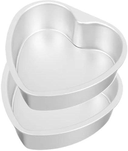 Yeory 2Pcs Heart Shaped Cake Pan 6 Inch Aluminium Alloy Heart Shaped Cake Tin Anodized Washable Reusable Non-Stick Baking Mold for Home, Bakery, Heart Pan