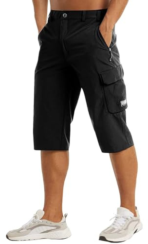RUMAOZIA Pantalon 3/4 pour homme - Short cargo stretch décontracté - Pantalon trois-quarts - Pantalon d'été à séchage rapide - Pantalon de cyclisme en coton - Pantacourt d'été - Pantalon de sport -
