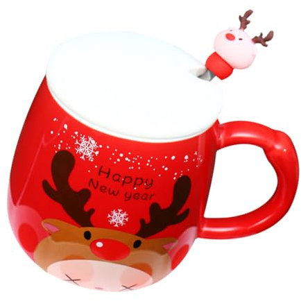 DECHOUS Ceramic Elk Mug Christmas Milk Cup Cute Cartoon Design Practical Water Mug for Holiday Home Decor