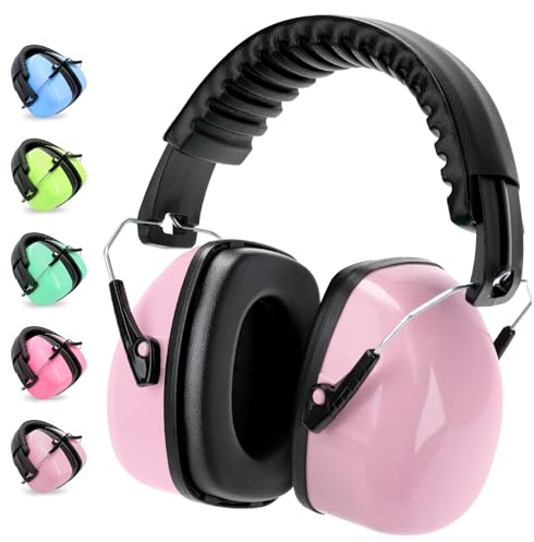 BraveKoi Gehörschutz Kinder SNR 32dB, Verstellbare Lärmschutz Kopfhörer Kinder, Ohrenschützer Faltbar mit Autismus, Schlafen, Lernen, Konzert(Rosa/1 Stück)