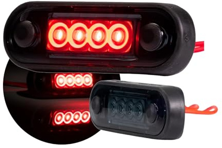 Web Truck DARK SLIM – Rote LED Seitenmarkierungsleuchten 12V/24V– Schlanke, wasserdichte Positionsleuchten für PKW, LKW, Anhänger, Wohnmobile, Landmaschinen und Geländefahrzeuge, 2 Stück – Universal