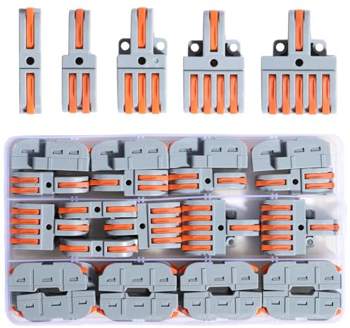 Shengbowi Lever Wire Compact Connectors Splicing Assortment Quick Electrical Connector Kit Grey Circuit Inline Splices Splice Splicing Wiring DIY Terminal Block