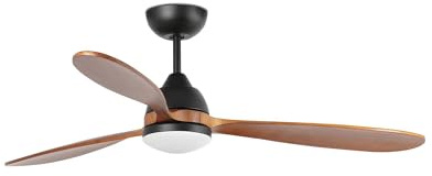 Faro Poros Ventilador de techo grande de 3 aspas, color negro mate y nogal, con luz de 2700 K