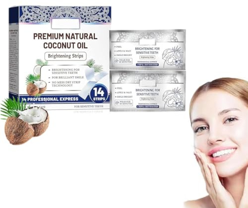 Tiras Blanqueadoras de Menta y Coco, Tiras Antideslizantes que Protegen el Esmalte, Tiras Blanqueadoras Profesionales y Seguras, Kit de Blanqueamiento Dental (1 caja)