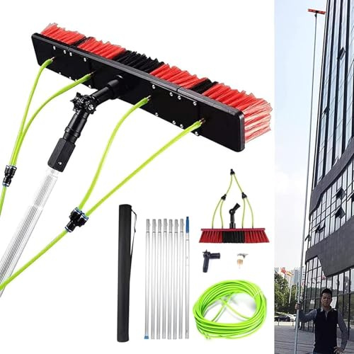 Telescopic Window Cleaner Kit - 8m Water Fed Pole with Squeegee & Spray Brush for High Windows, Solar Panels & Photovoltaic Cleaning - Ultimate Cleaning Solution