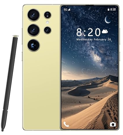 Smartphone S25 Ultra 5G, 16 GB di RAM, 1 TB di spazio di archiviazione, 7,3 HD 1440x3040 | Doppia fotocamera da 108 MP e 72 MP | Snapdragon 8 Gen 3 (10 core), batteria da 8000 mAh,Gold-1TB