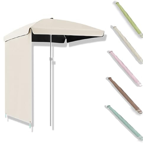 Verstellbarer Outdoor Strandschirm 1.5M Gartenschirm mit UV-Schutz Sonnenschutz Zelt für Terrasse & Strand Tragbar Beige Baldachin 160cm Reiseschirm