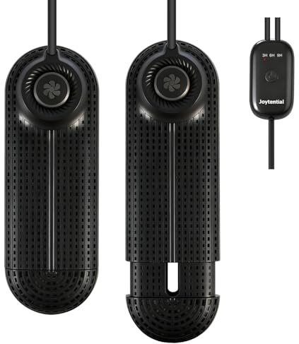 Joytential Séche Chaussures, Sèche Bottes Electrique avec Ventilateur à Air Chaud, Rétractable Séchoir à Chaussures avec Minuterie 3/6/9 Heures, Noir Pro