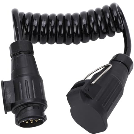 Adattatore a spirale per rimorchio 12/24 V 13 pin Connettore a spirale per trasmissione segnale elettrico stabile con cavo a molla da 6,6 piedi per