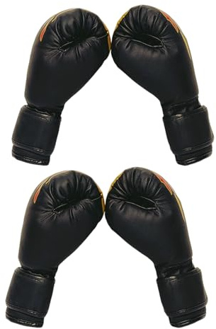 JOINPAYA Guantoni da Boxe per 6Oz in PU con Fodera Traspirante Set 2 Paia con Motivi a Fiamma Guanti da Sparring per Kickboxing Mma e Allenamento Fitness per Ragazzi e Ragazze
