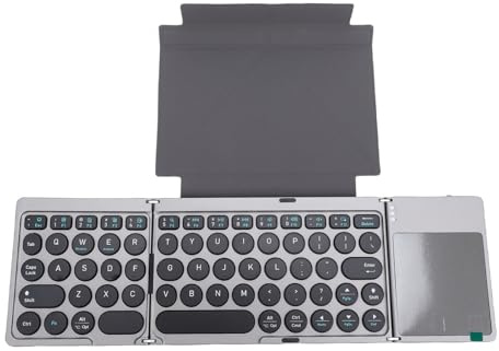 Cuifati Clavier Bluetooth Pliable avec pavé Tactile, Clavier sans Fil Portable Ultra Fin Rechargeable avec Housse en Cuir PU, Connectez jusqu'à 3 Appareils, pour Téléphone, Tablette,
