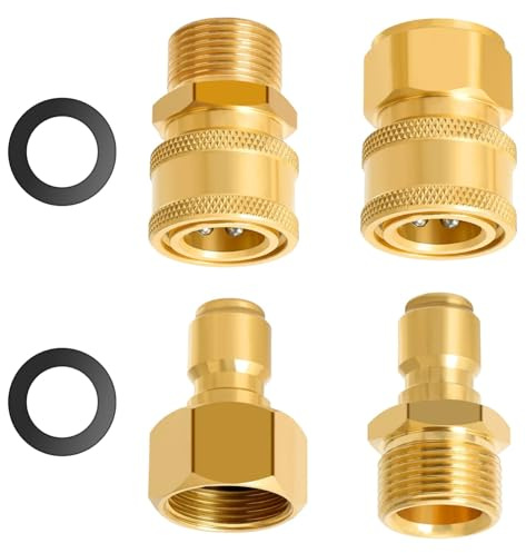 4 Pack Pressure Washer Quick Disconnect Adaptor Set M22-14mm to 1/4 Quick Release Couplers Pressure Washer Hose Pipe Fittings Accessories (M22-14mm 1/4)