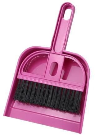 QUARKZMAN Mini Recogedor Y Escoba, Juego De Escoba Y Recogedor Pequeño para Limpieza De Hogar Oficina Mesas Sofás Teclados, Rojo Rosa.