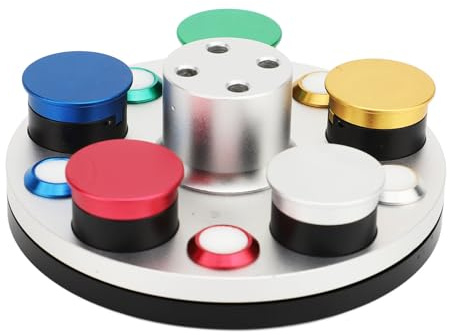 CAGUYLONA Porta-olio per orologi a 5 fori con piatto girevole in metallo, disco oliatore professionale per la riparazione di orologi con coperchi antipolvere, coppette per olio codificate