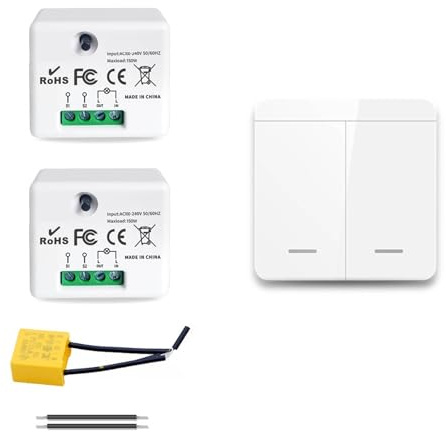 Interruttore luce senza neutro 433 MHz Modulo di controllo a 2 vie 1/2/3 gruppi Interruttore a parete con telecomando Adatto for controller LED 110 V 220 V Dimmer LED(2 Light Switch 1 W)