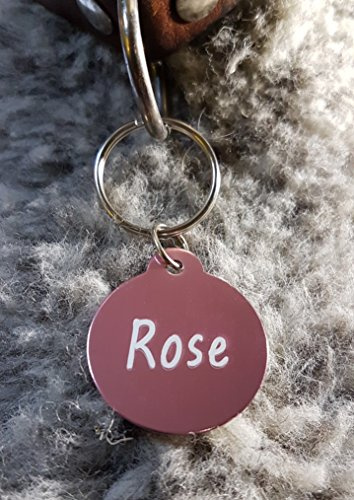2 Stück Hundemarken Rund Adressanhänger aus Aluminium, Gravur möglich Dog Tag (Rose)