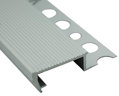 Alu Stufenprofil Fliesenschiene Profil Treppe Schiene 3m 10mm silber | Für saubere Stufenkanten und geschützte Treppenabschlüsse, 10mm Profilhöhe, 3m, Aluminium, matt, silber, für Stufenbereiche