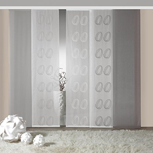heimtexland ® Schiebegardine Batist-Optik Bestickt inkl. Zubehör HxB 245x60 cm Flächenvorhang Natur beige Vorhang Gardine Ökotex Typ417