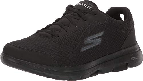 Skechers herr Gowalk 5 kvalificerande atletisk nät snörning prestanda promenadsko sneaker, Svart, 9.5 UK X-Wide