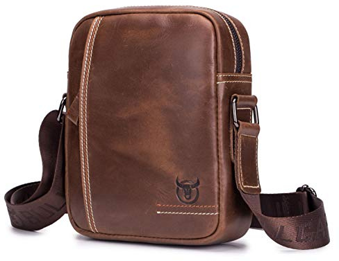 BULLCAPTAIN Herren Leder Tasche Handgelenktasche Schultertaschen Messenger Umhängetasche Business Aktentaschen Handtaschen Rucksack Crossbody Sling Reisetasche
