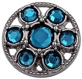 auffällige silber Metall Knöpfe mit türkis blau Strass Stein Kunststoff Glitzer 17mm, 22mm oder 28mm (5 Stück) (22mm)