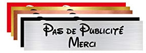 Plaque Gravée Pour Boîte Aux Lettres Pas de Publicité Merci - Dimensions 10 x 2,5 Cm - Aspect Argent Brossé avec Écriture Disney Noir