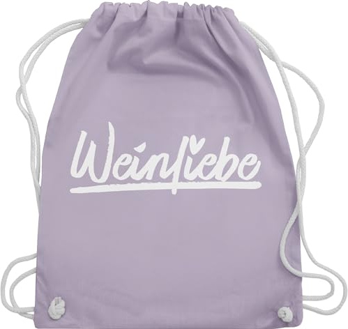 Turnbeutel Rucksack - Party & Alkohol Damen - Weinliebe Schriftzug - weiß - Unisize - Pastell Lila - saufrucksack sauf beutel festival clothes alki stoffbeutel trinkgeschenke saufen stoffrucksack