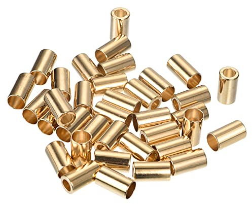 sourcing map 36 Stück Metallkordel-Endschloss, Metall-Kordelzug-Seilstopper, Säulen-Seilverschluss, Endstopper für Schlüsselband, Kleidung, Rucksack, Tasche, Nähen, Handwerk, Gold